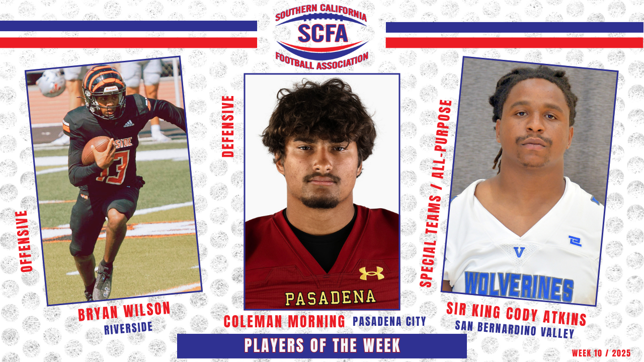 SCFA announces Week 10 Players of the Week