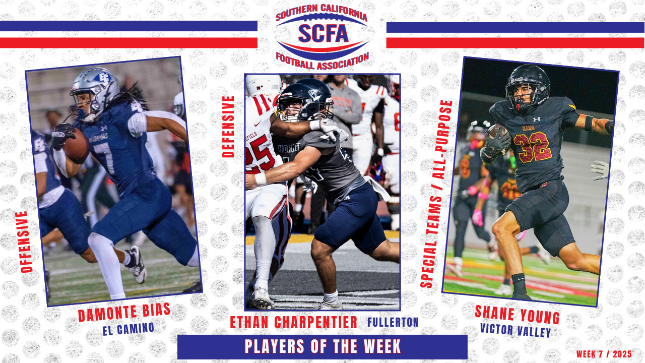SCFA announces Week 7 Players of the Week
