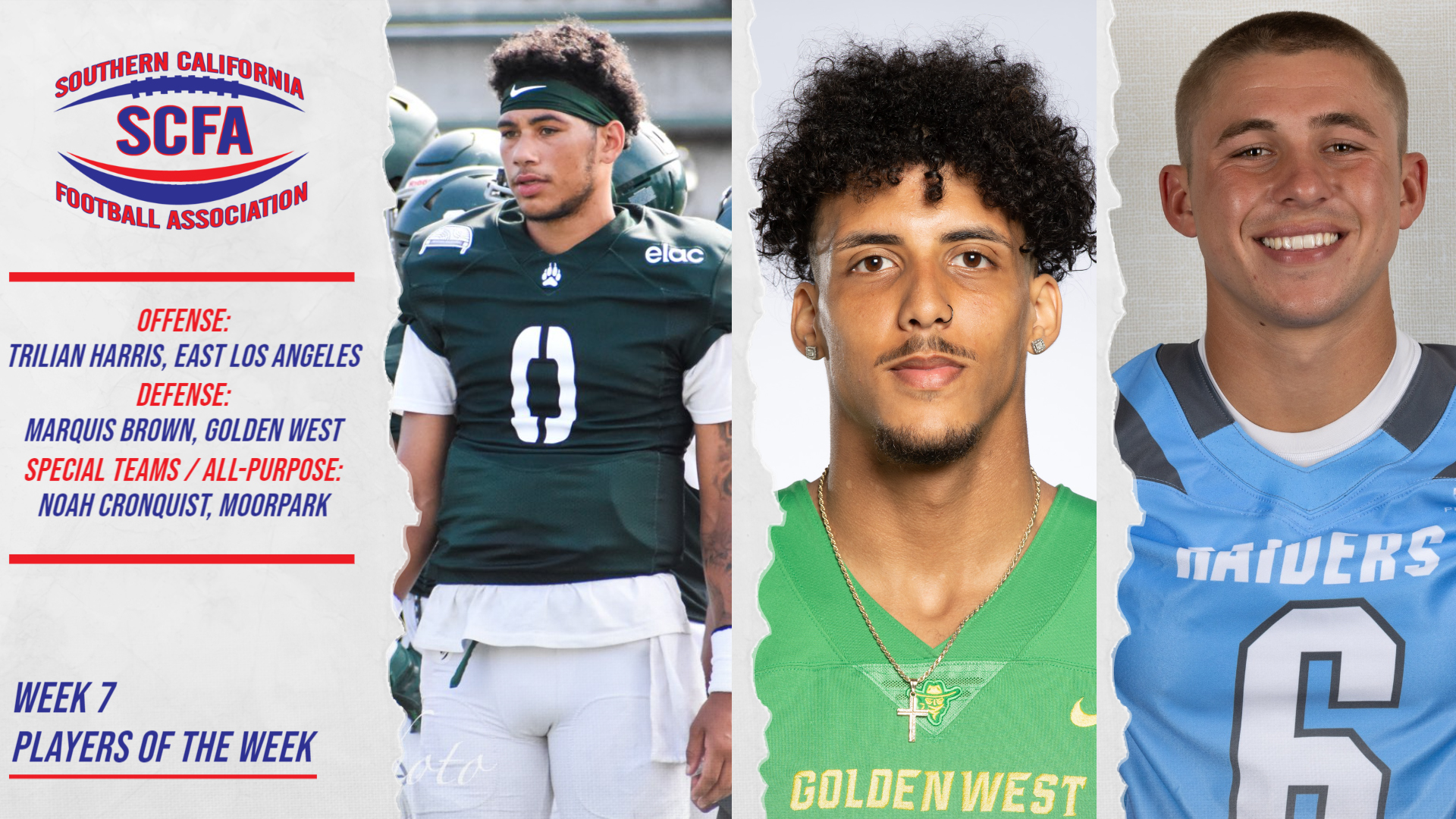 SCFA announces Week 7 Players of the Week